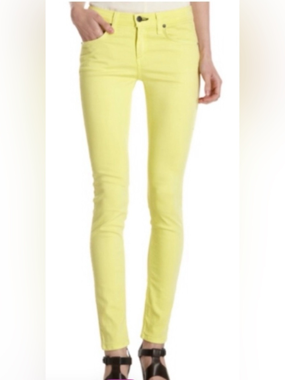 Rag & Bone Skinny Jeans 30 Citron Yellow Stretch Denim Mid Rise